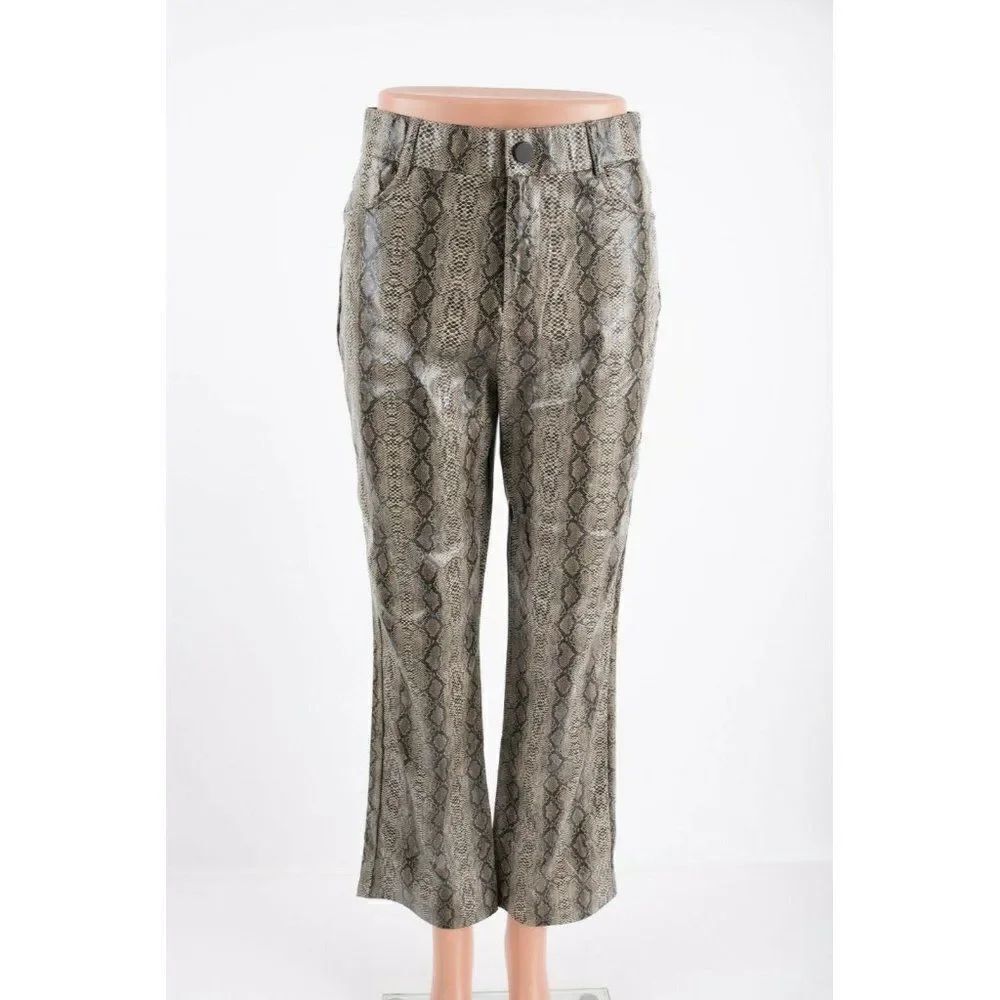 Zara Womens Faux Snakeskin Leather Pants Trousers